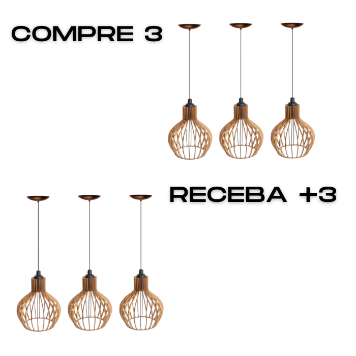 Luminárias de Teto Coquinho 3 Unid. - Compre 3 Receba 6