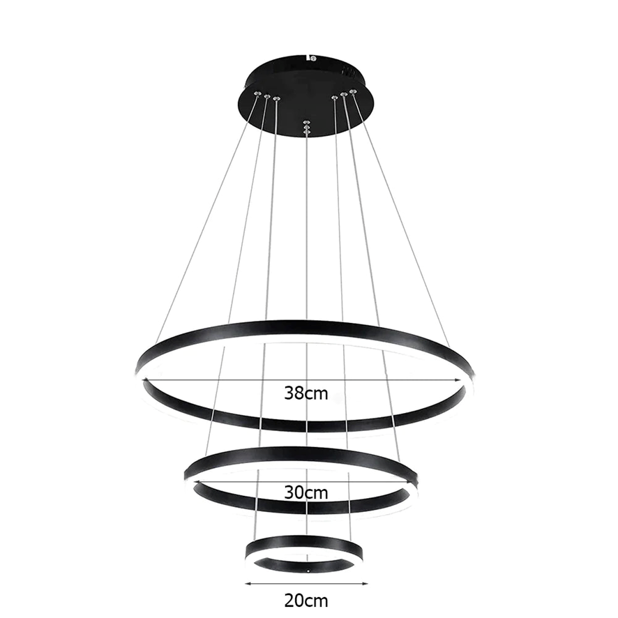 Lustre Pendente Circular Triplo em Led para Sala Jantar - Vamos às Compras