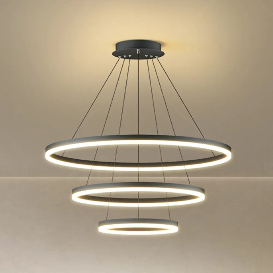 Lustre Pendente Circular Triplo em Led para Sala Jantar - Vamos às Compras