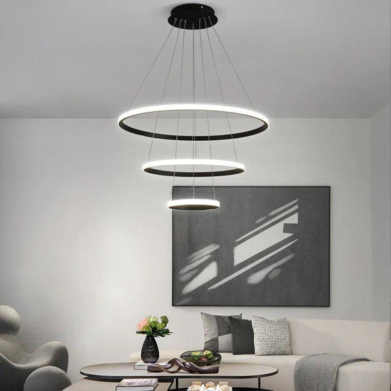 Lustre Pendente Circular Triplo em Led para Sala Jantar